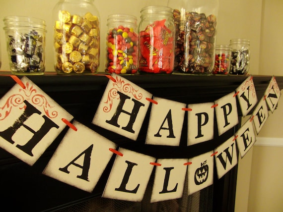 halloween banner decoration, sign, banner, photoprop Il_570xn