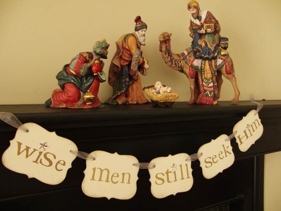 christmas christian decoration, wise men still seek Him, banner Il_570xn
