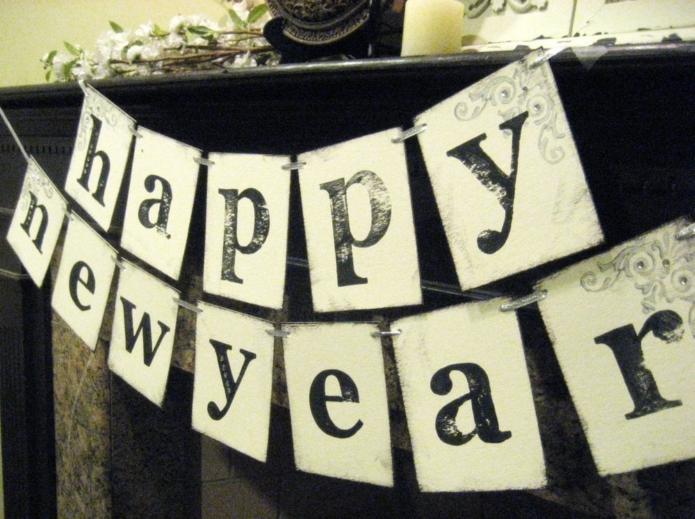 HAPPY NEW YEAR Double Banner Garland Sign