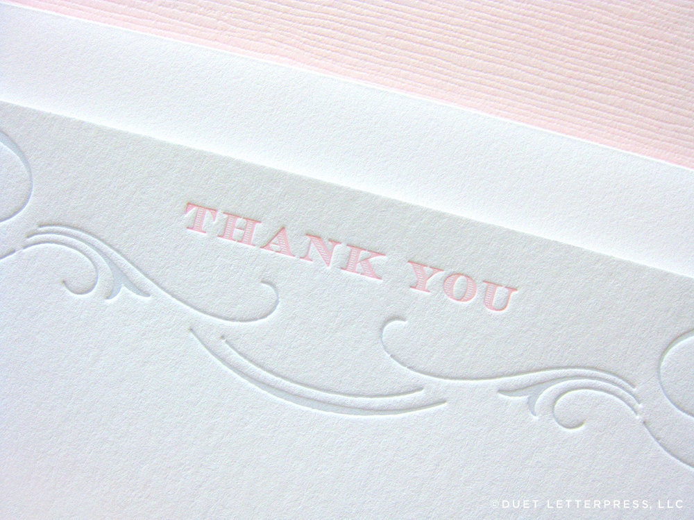letterpress flourish thank you cards