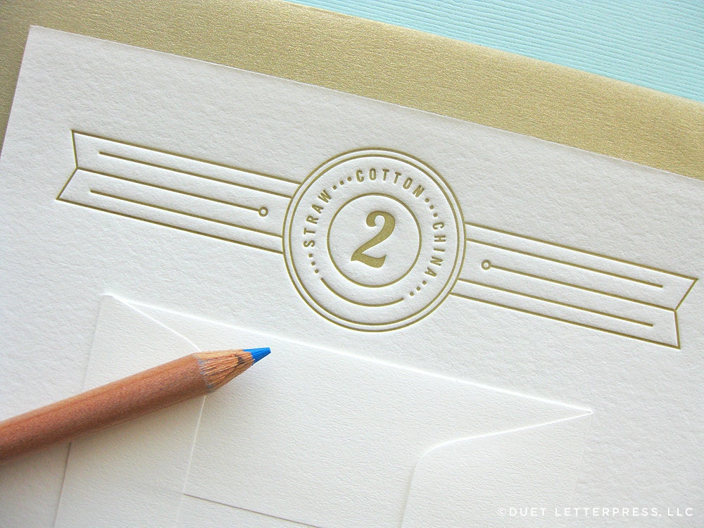 letterpress second anniversary card