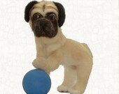 Needle Felted Dog Pug Wool Sculpture Gift Collectible