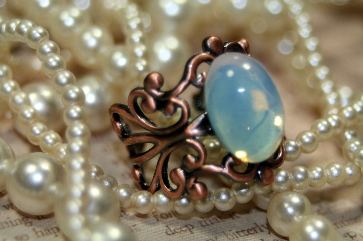 Bella Luna Enchantress Copper Ring Romantic Scroll
