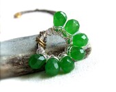 Faceted Jade Briolette, Brass - Wire Wrapped Necklace -Together Now -Jewellery