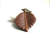 Burnt Orange Brown Patina Copper Leaf - Keychain / Key Fob - Fall Fashion - balanced Burnt Orange Brown Patina Copper Leaf - Keychain / Key Fob - Fall Fashion - balanced