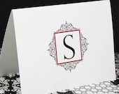 Personalized Notecard Set Filigree Monogram Personalized Stationery Personalized Stationary Set of 10 Folded Note Cards - Choose Your Color