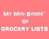 Introducing "My Mini Binder of Grocery Lists"-Never Lose Your Grocery List Again. Keep them all in one place-Pink
