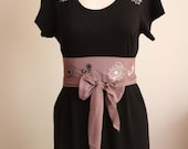 SALE Slummy Tee Dress with Obi Sash Betsy Black Size Small - Two Flowers Design by ccdoodle on etsy