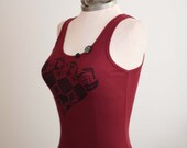 SALE Cara Cranberry Red Tank Size Small - Abstract Bulls Horn Design by ccdoodle on etsy
