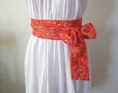 Obi Sash Belt in Red and White Floral Print Cotton Vintage Fabric by ccdoodle on etsy - made to order