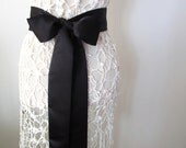 Black Matte Satin Sash Bow Belt Wedding Sash Bridal Sash Bridesmaid Sash - by ccdoodle on etsy - made to order