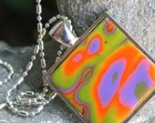 Polymer Clay Necklace Neon Wave