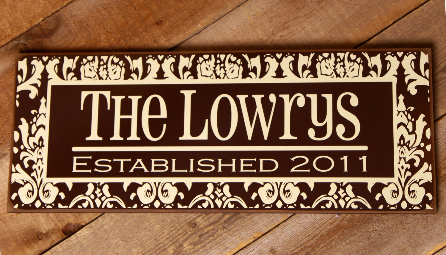 Beautiful damask sign - Custom, personalized sign - HOLIDAY, wedding, anniversary, bridal shower