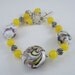 Lily Lampwork and Yellow Jade Gemstone Bracelet, BHV, SATEAM, EAS