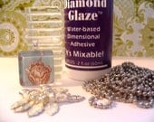 BUNDLE PACK...10... Ultra White Glass Tiles...10  Bails....10 Ball Chains...2oz Bottle of Diamond Glaze..