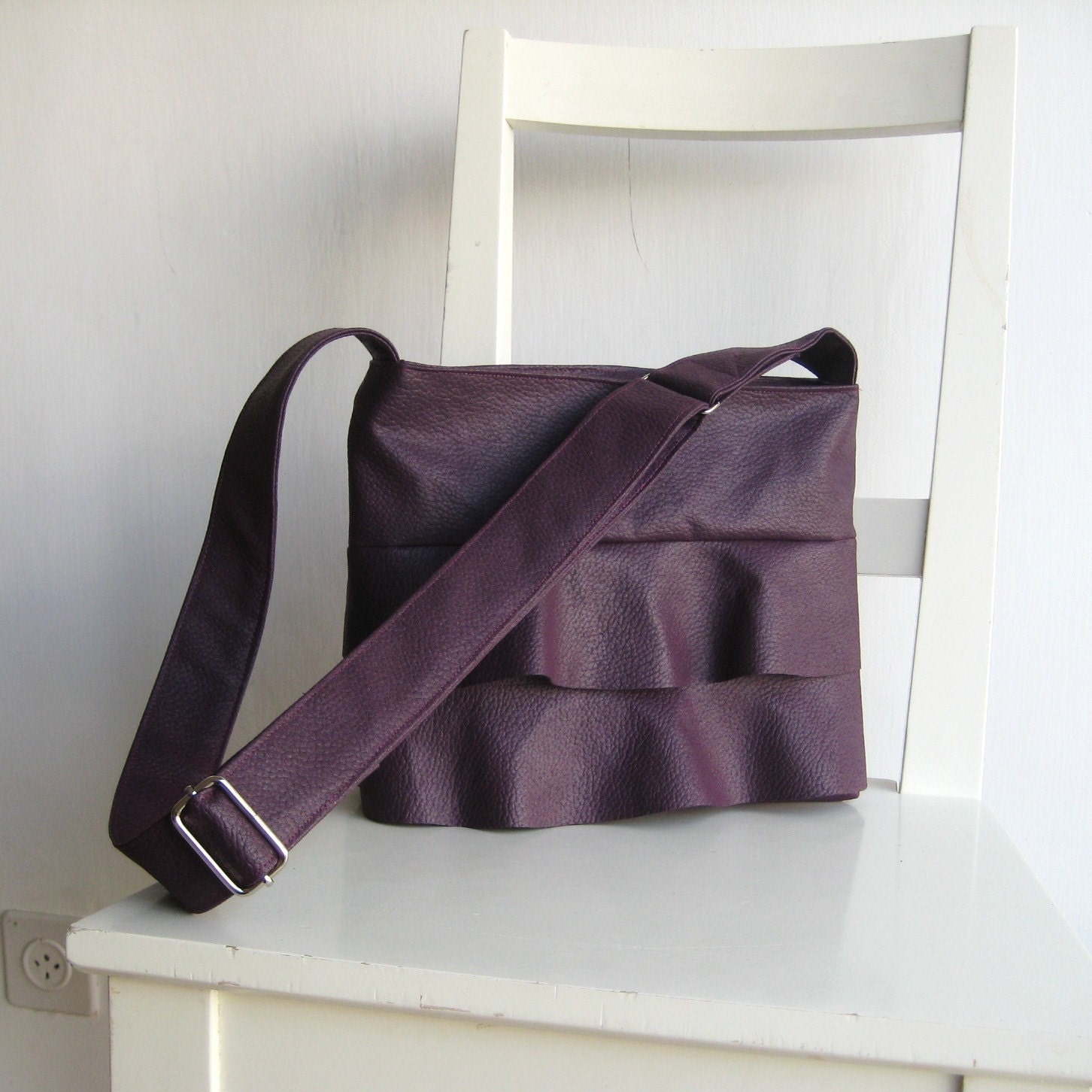 Ruffle Deep Purple Handbag - Crossbody
