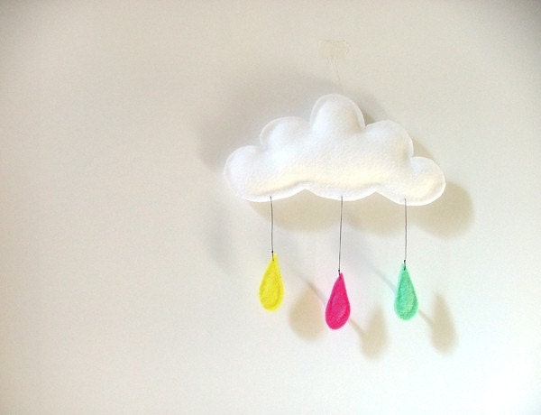 Mobile Rain of colors....YELLOW- BRIGHT PINK-MINT