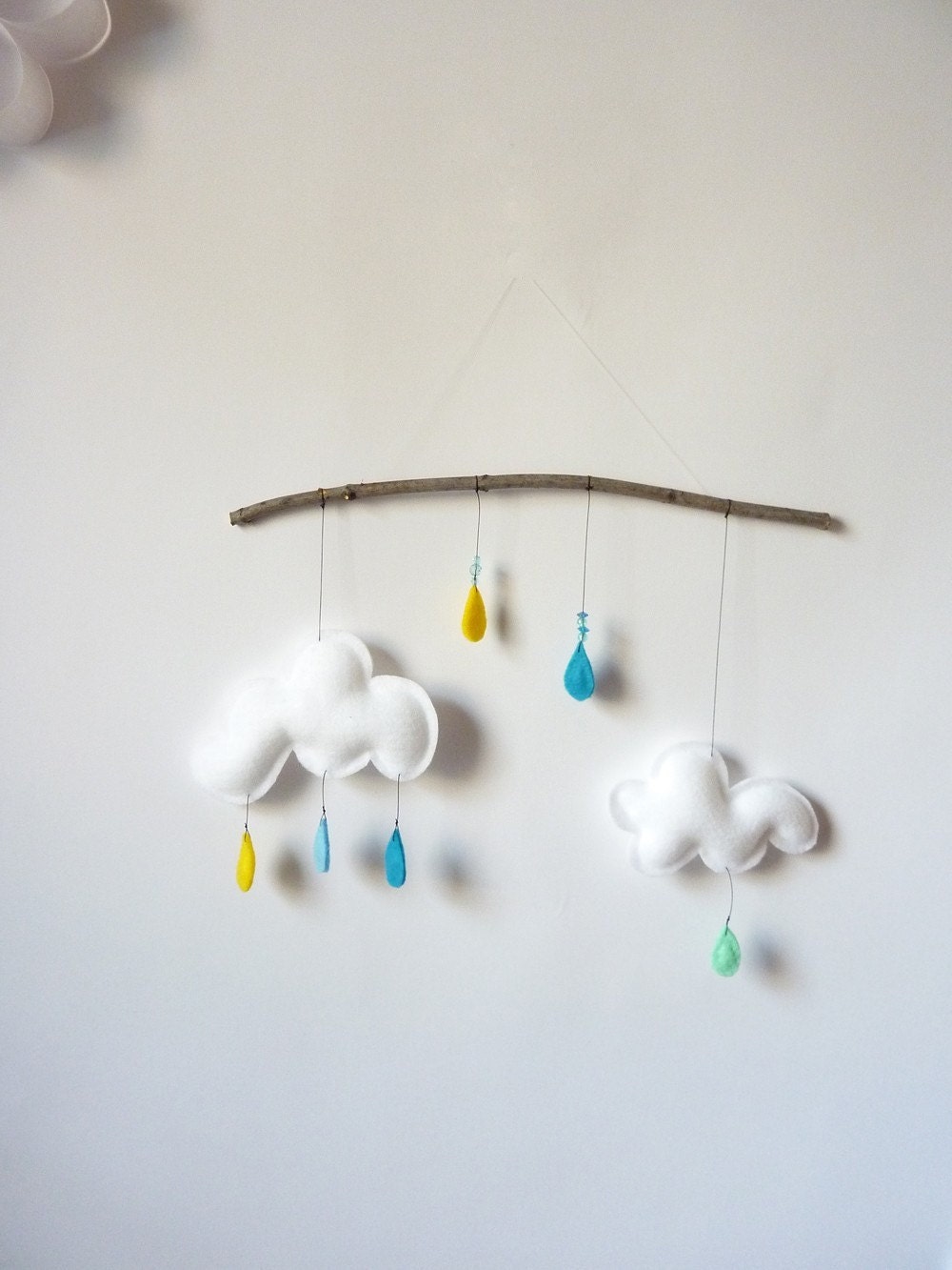 Cloud mobile on branch...Thomas...YELLOW-LIGHT BLUE-TURQUOISE