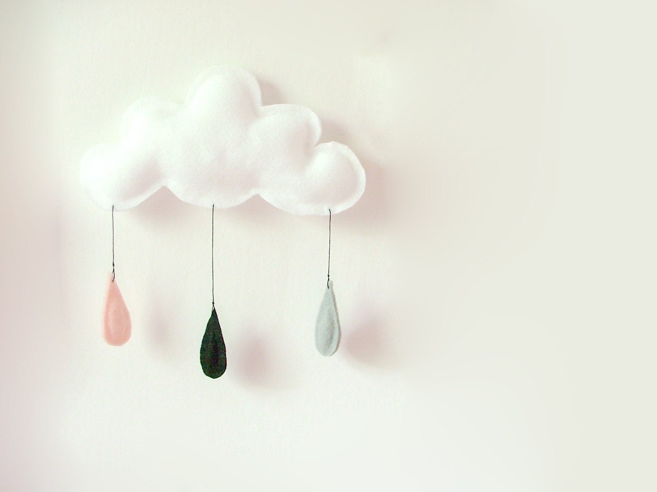 Cloud mobile.... Rain of colors....Pink powder-Black-Gray...drops