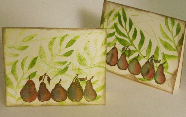 5 Shimmery Pear Note Cards- MADE TO ORDER