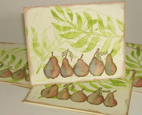 5 Shimmery Pear Note Cards- MADE TO ORDER
