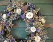 Large Dried flower wreath shade of blue and violet