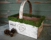 Birch bark and moss Program or card basket for your nature, woodland or rustic themed wedding. Customized and made with birch bark and moss.