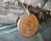 Set of 20 hanging Birch log slices engraved with a table number for your nature themed wedding or event.