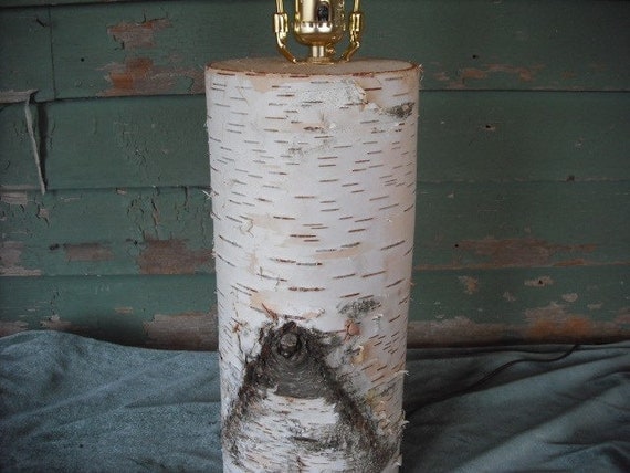 White Birch log table lamp, for a touch of the woods in your home.