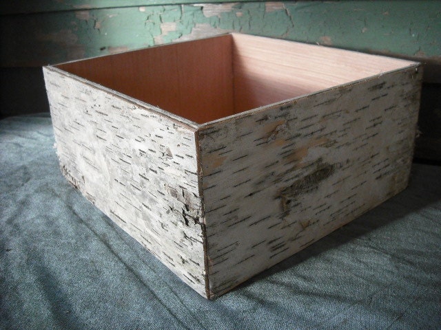 Birch bark covered box, makes a nice planter or card box for your woodland rustic wedding.