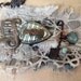 Free Will. Textile and Antique Trinkets Rustic Victorian Gypsy Assemblage Brooch. Lace fabric and Labradorite Gemstones.