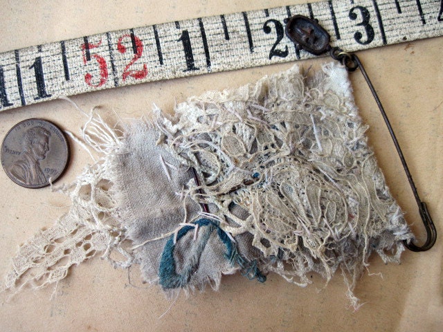 Free Will. Textile and Antique Trinkets Rustic Victorian Gypsy Assemblage Brooch. Lace fabric and Labradorite Gemstones.