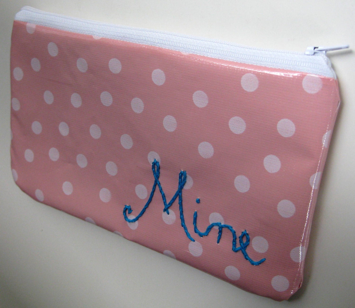 Zipper Pouch - Oilcloth - Embroidered Mine