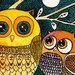 Print from Original watercolor painting"Owls at night" by Elina Lorenz