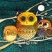 Print from Original watercolor painting"Owls at night" by Elina Lorenz