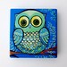 Owl in the tree Hand Painted wooden Block by Elina Lorenz