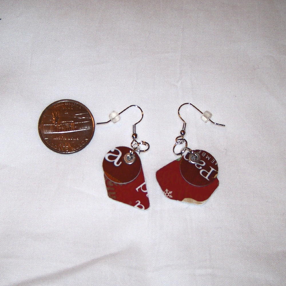 Fun and Funky Upcycled Gift Card Earrings with silver Plated Hooks repurposed upcycled