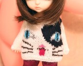 jiajiadoll hand-knitting  white kitty sweater lati yellow and pukifee