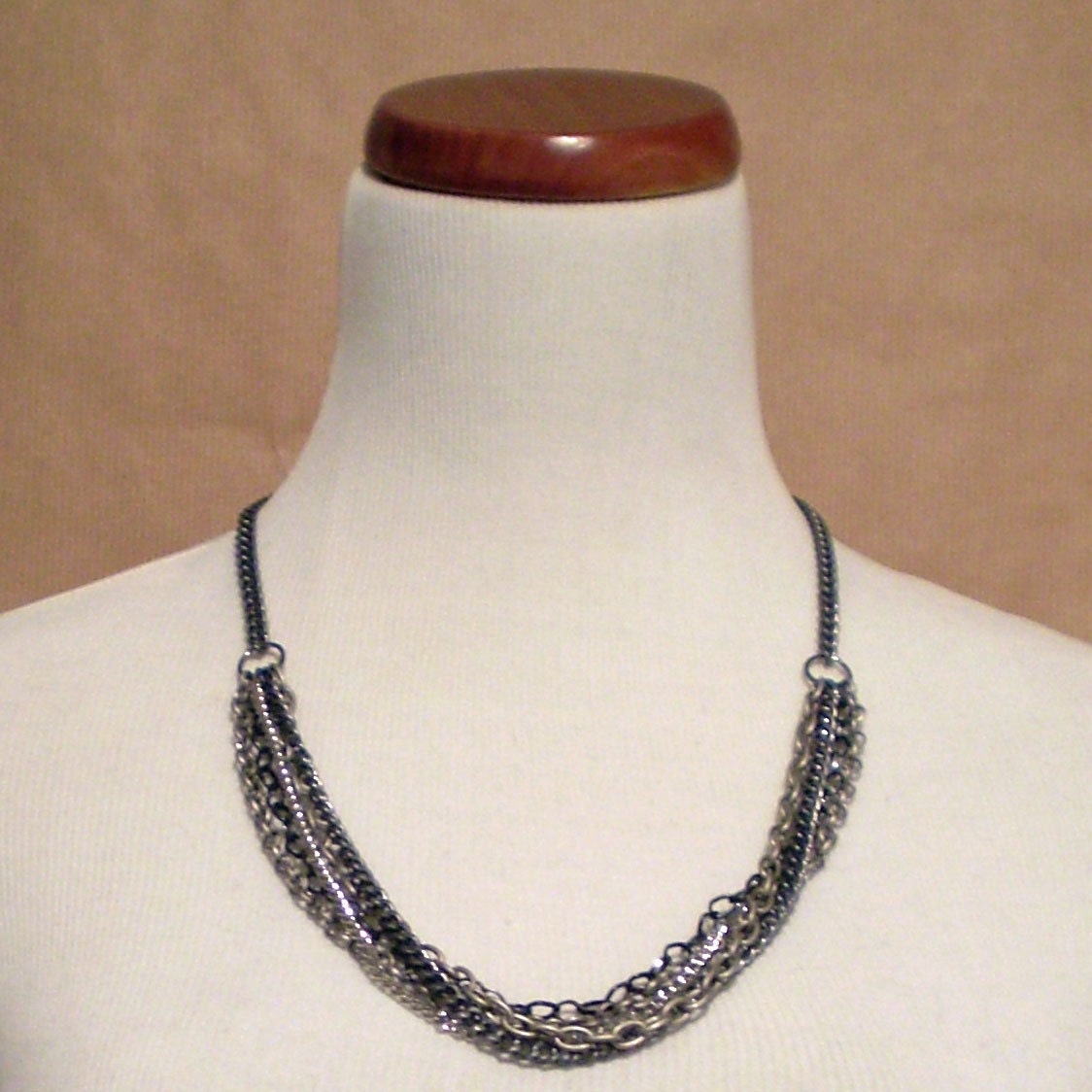 Silver Toned Multi Chain Necklace