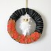 Halloween Owl Wreath, Black and Orange, 14 inch size