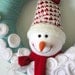 Aqua Snowman Wreath, Yarn Wreath, Large 14 inch Size