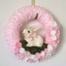 Easter Bunny Wreath - Pink Spring or Nursery Wreath, 12 inch size