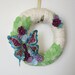 Butterfly Wreath, Blue and Purple Wreath, Yarn and Felt Wreath, 12 inch size
