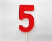 Style 2 - 4" Large number 5 hard candy lollipops - 3 pc.  - MADE TO ORDER