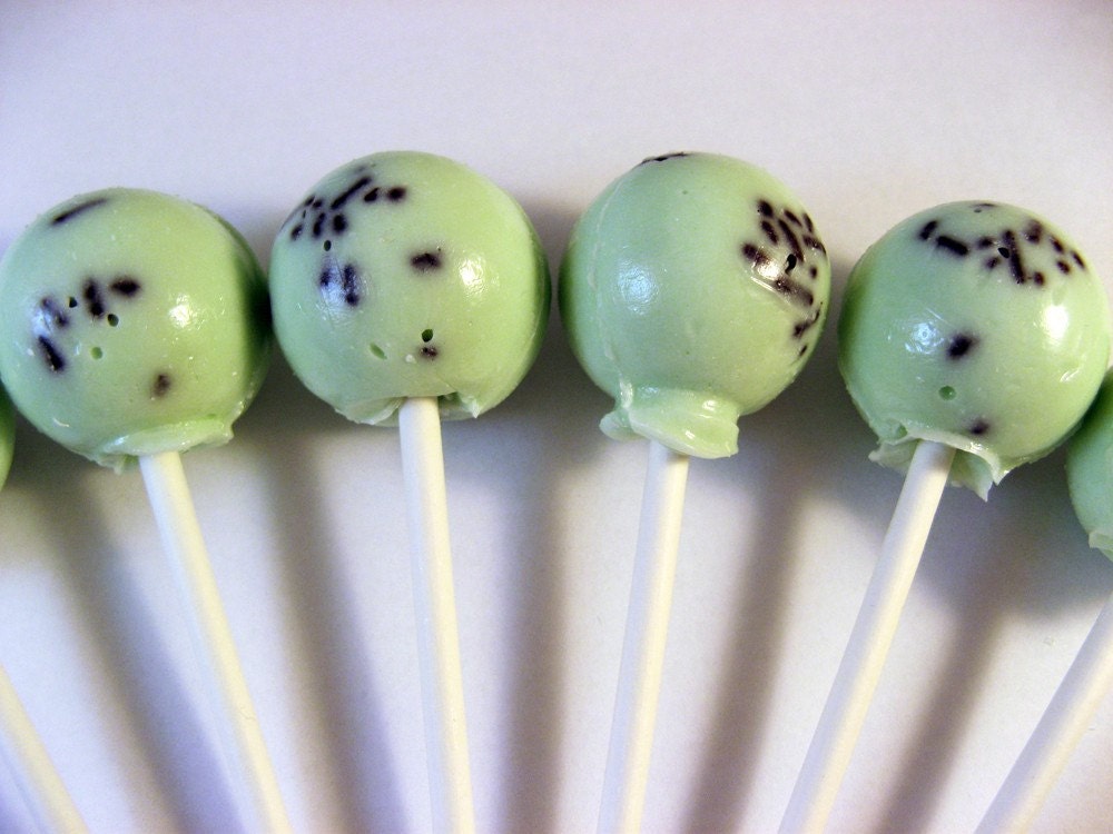 Mint chocolate chip ice cream ball style lollipops - 6 pc. - MADE TO ORDER