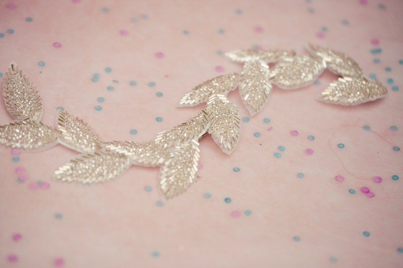 Silver Bridal headpiece, beaded leaf clip, fascinator, grecian, wedding headpiece, bridal hair piece, halo, Cleo Ships in 1 Month