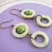 Green organic  acai bead and mother of pearl earrings