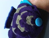 Zoe Felted Flower Peacock Bracelet Cuff