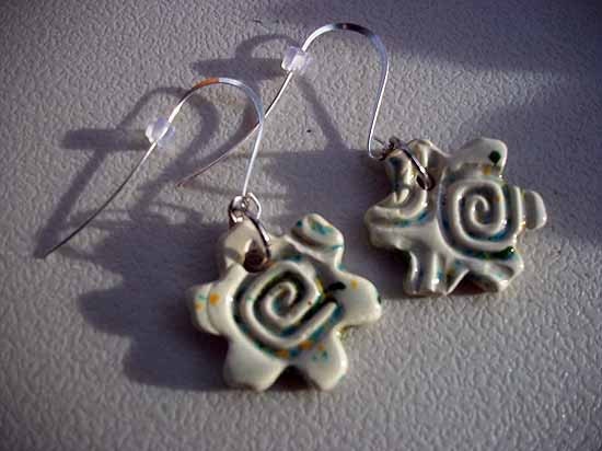 Light Green Ceramic Snowflake Earrings