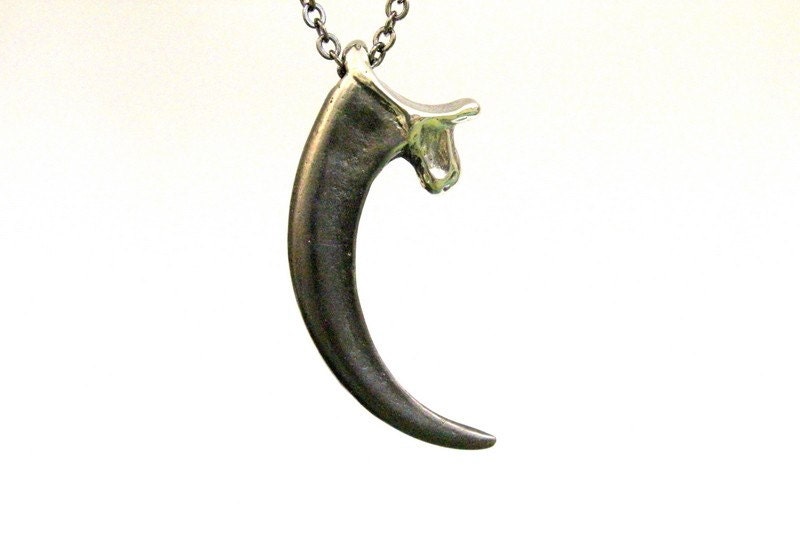 Black and Silver  Eagle Talon Necklace